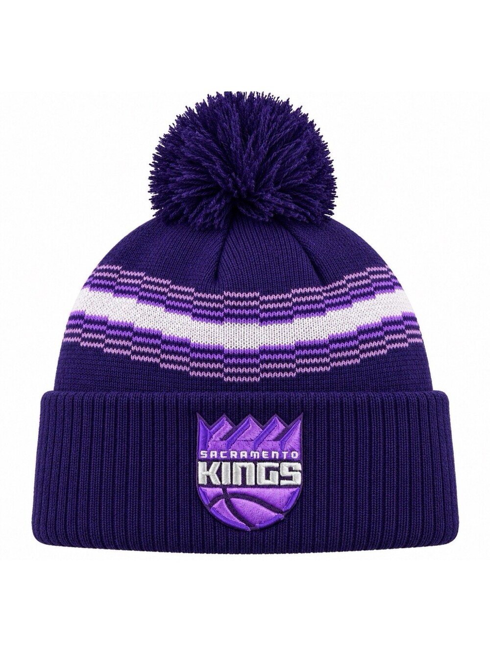 New Era Sacramento Kings NBA Pom Knit Beanie Purple Stripe One Size New Tags NWT